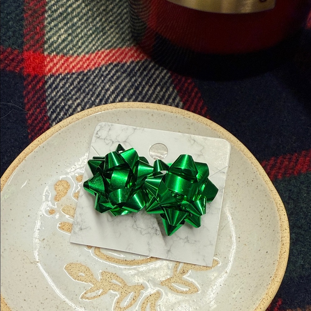 Green Bow Earrings